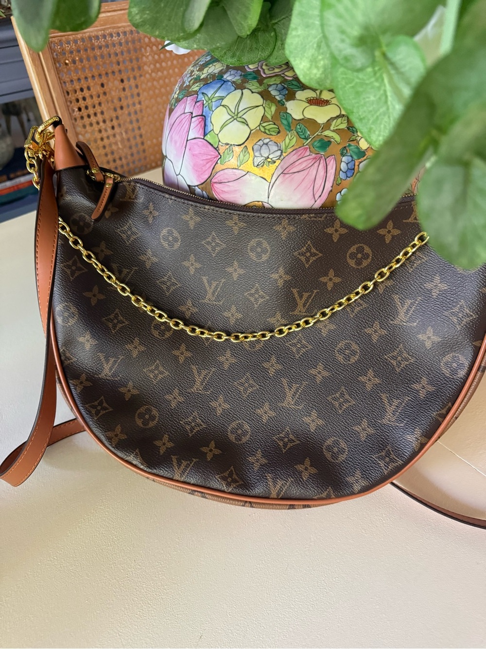 Brown monogram purse
